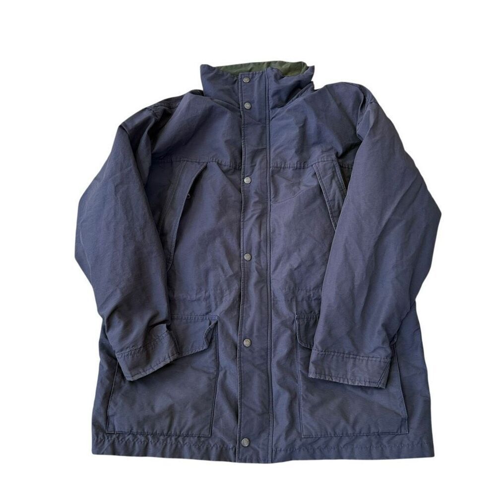 Woolrich vintage navy Parka Jacket Mens 2/3 body wool lining Size L